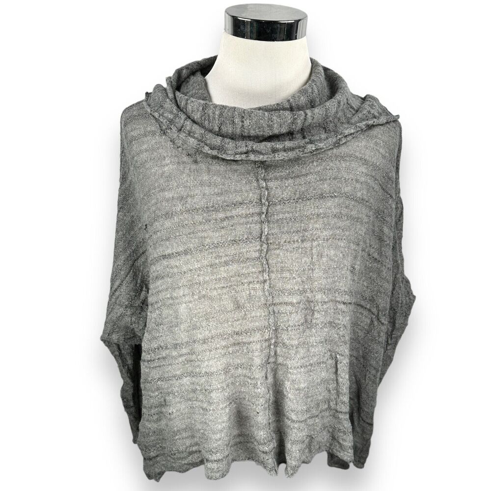 Free People Sweater‎ Women's Small Heather Gray Knit Boho Cowl Neck Oversized